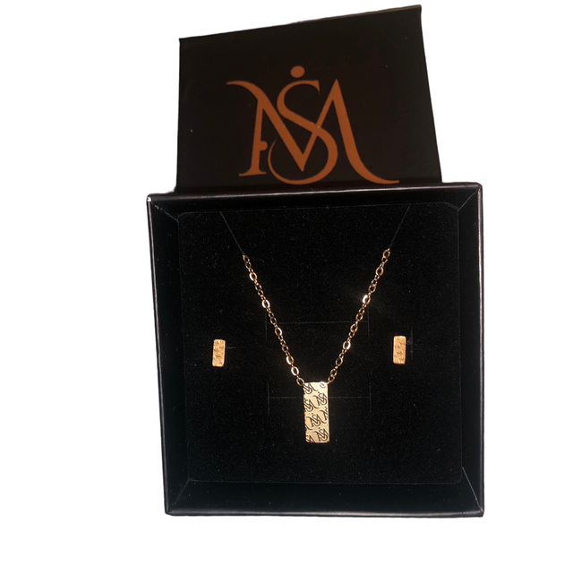 collier boucles d’oreilles acier inoxydable couleur doré 